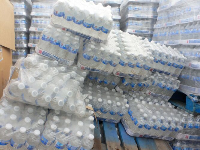 Bulk shipment of bottles of water to be recycled (1)
